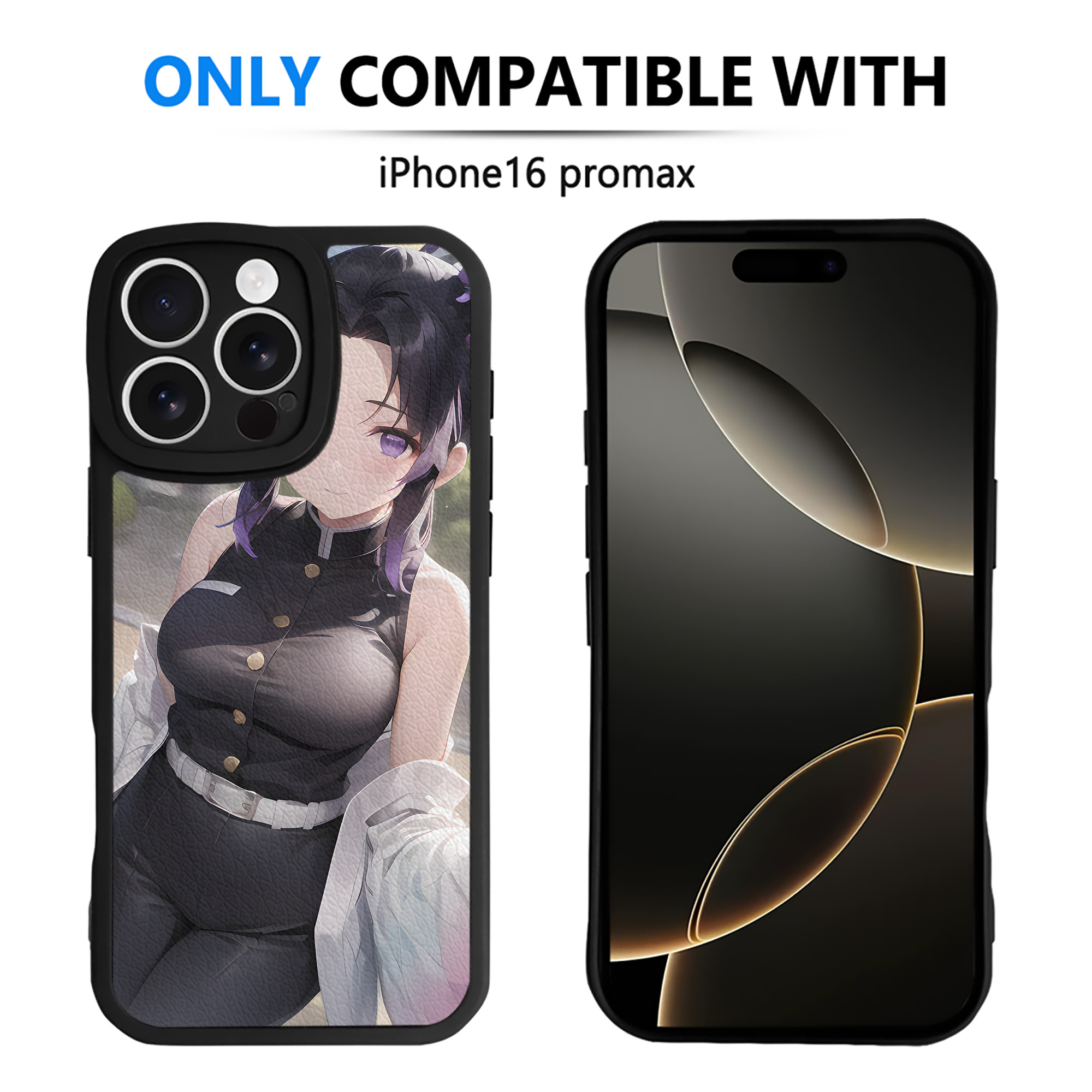 （画像用） 鬼滅の刃（きめつのやいば）蟲柱-胡蝶 しのぶ／こちょう しのぶ Kochou Shinobu 【iPhone 16シリーズ対応】シリコンスマホケース（レザー調） 材質：シリコン